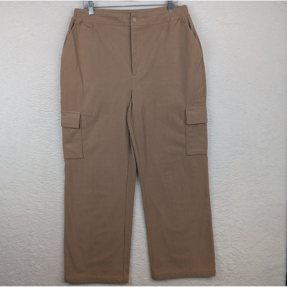 Varley Sabrina Straight‎ Leg Pants Women's Large Cargo Soft Corduroy Stucco Tan